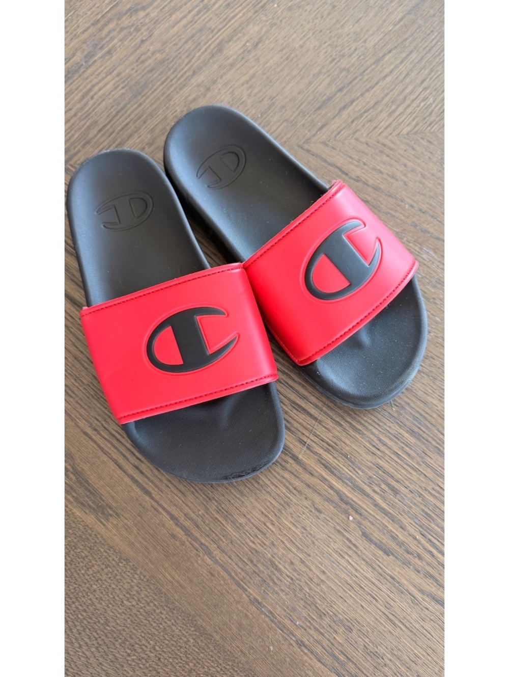 Champion Kids’ Red and Black Slide Sandals Size 2Y